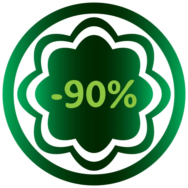 Zelená ikona % mínus 90 — Stockový vektor