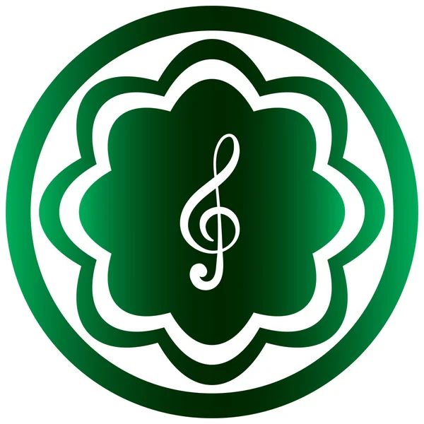 Green icon treble clef — Stock Vector