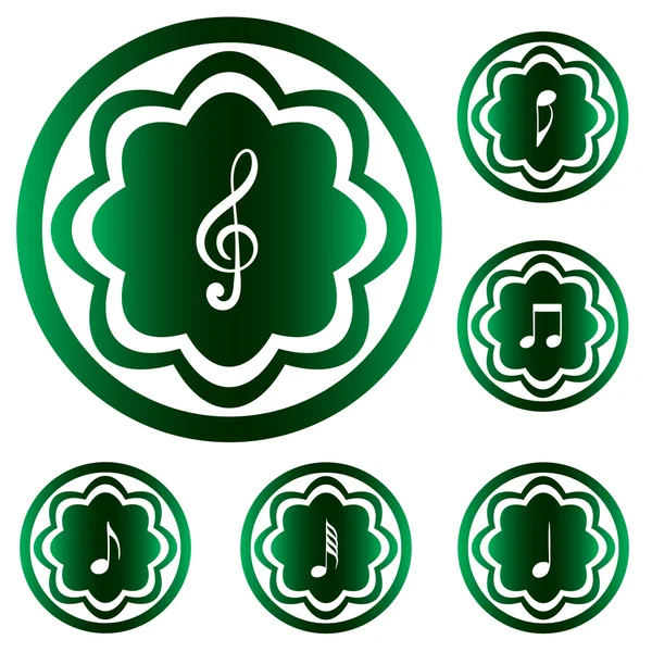 Groen pictogram clipart muziek notities — Stockvector