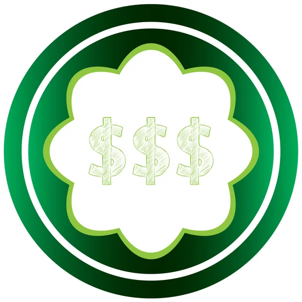 Green icon three dollars — Stock Vector