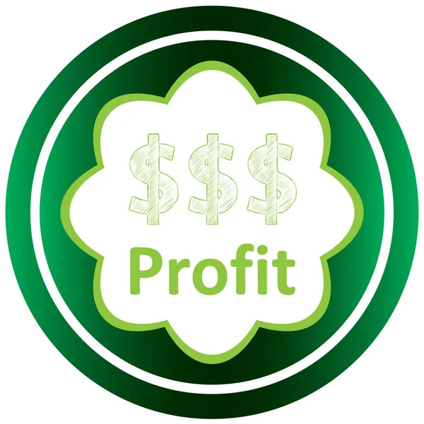 Icono verde beneficio y dólares — Vector de stock