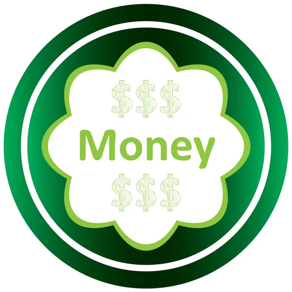 Green icon money text and dollars — Stock Vector
