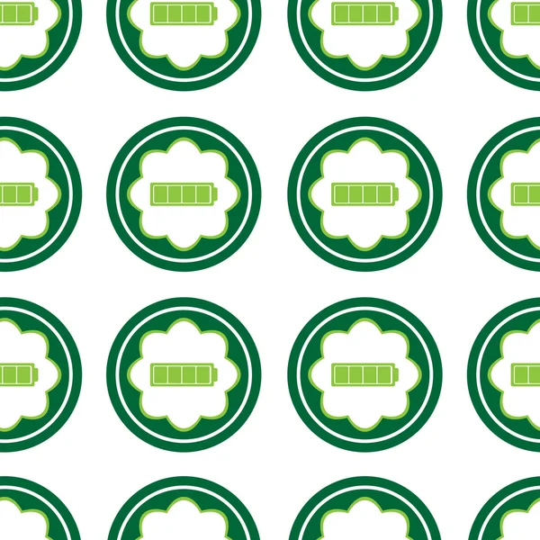 Iconos verdes sin costura batería completa — Vector de stock