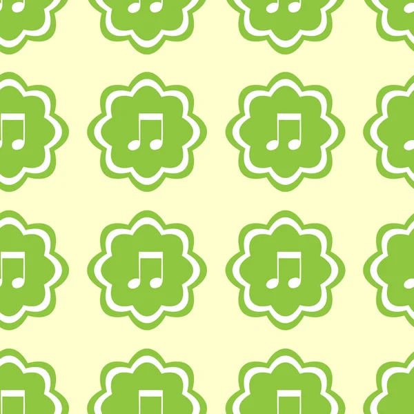 Ícones sem costura notas de música verde — Vetor de Stock