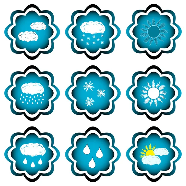 Clipart bleu dégradé icônes météo — Image vectorielle