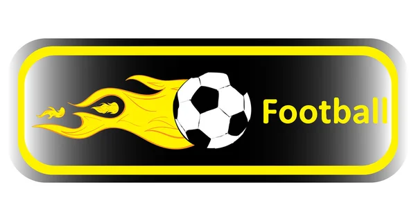 Icono largo amarillo fuego negro fútbol — Vector de stock