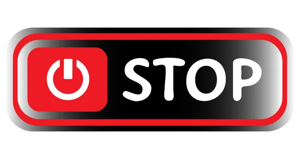 Icono largo rojo negro stop — Vector de stock