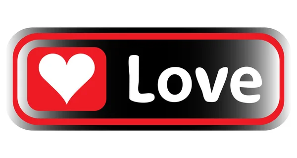 Icono largo rojo negro amor — Vector de stock