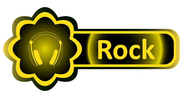 Doble icono auriculares amarillos rock — Vector de stock