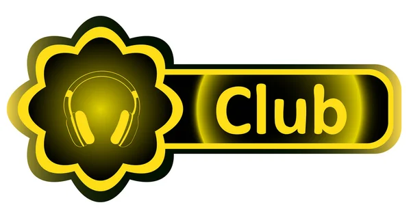 Doble icono auriculares amarillos club — Vector de stock