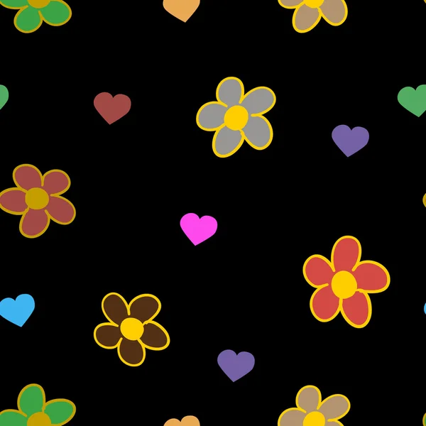 Flores y corazones — Vector de stock