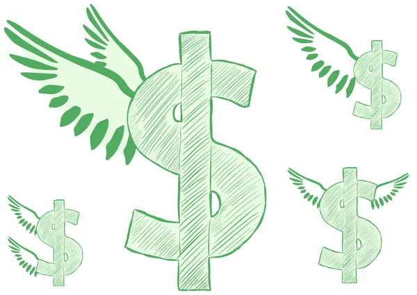 Winged dollar — Stock Vector