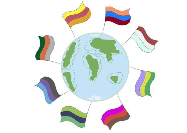 Jorden med flaggor — Stock vektor