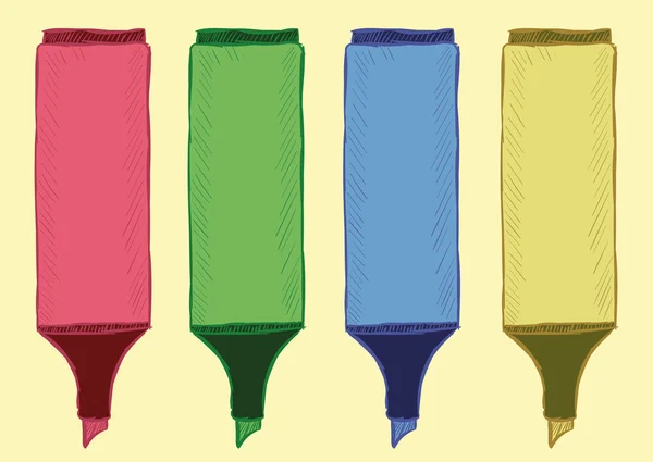 Clipart of felt-tip pens highlighters — Stock vektor