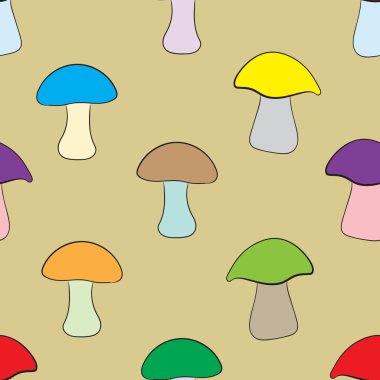 Seamless color mushrooms clipart