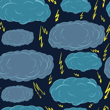 Seamless clouds and lightnings clipart