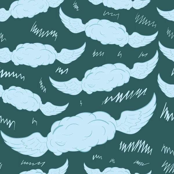 Bezszwowe chmury ze skrzydłami — Wektor stockowy