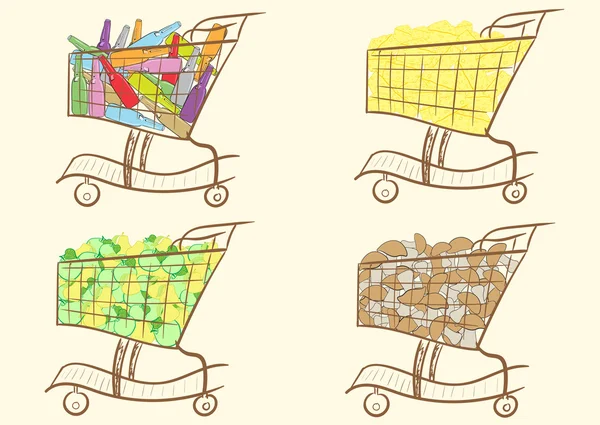 Wagen mit Produkten — Stockvektor