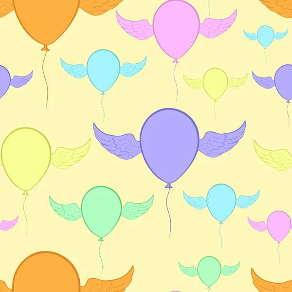 Nahtlose Farbe geflügelte Luftballons — Stockvektor