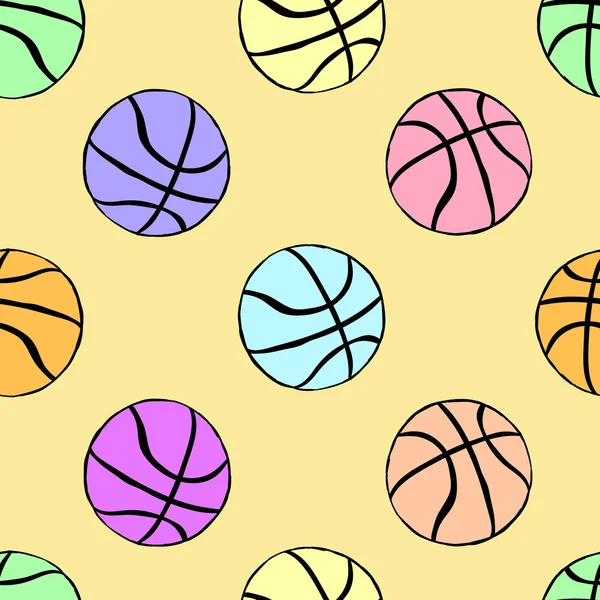 Χρώμα μπάσκετ άνευ ραφής μπάλες — Διανυσματικό Αρχείο