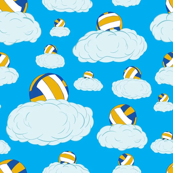 Seamless volleyballs on clouds — Stock Vector