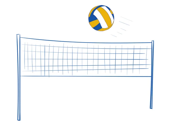 Volleyball net and ball — Stock Vector