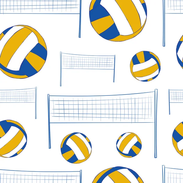 Redes e bolas de voleibol sem costura —  Vetores de Stock