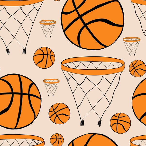 Cestini e palloni da basket senza cuciture — Vettoriale Stock