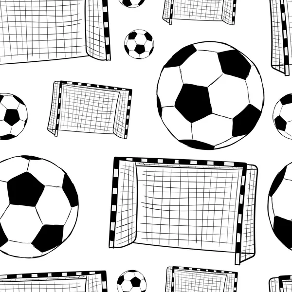 シームレスな soccerballs と門 — ストックベクタ