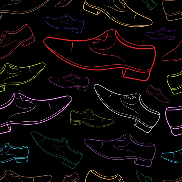 Sömlös färg konturer manliga sko — Stock vektor
