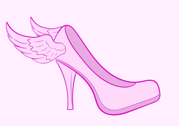 Zapato femenino alado — Vector de stock