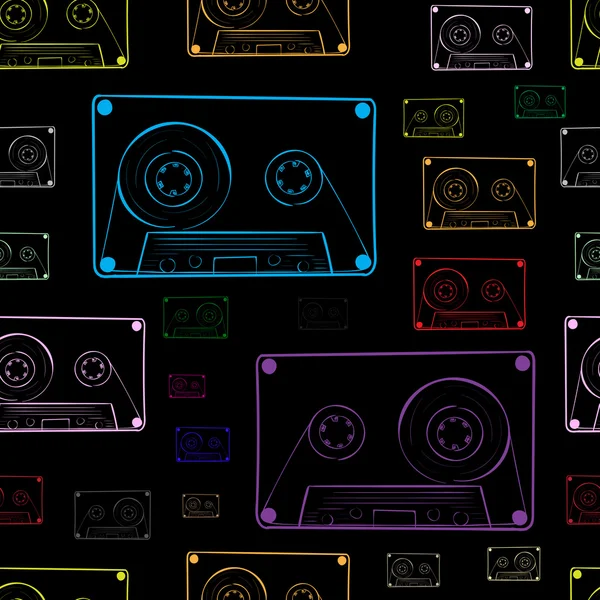 Contours di audiocassette scure — Vettoriale Stock