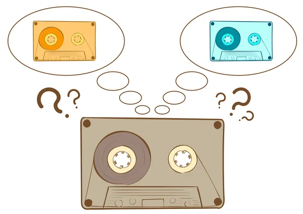 Audio cassette en pensamientos — Archivo Imágenes Vectoriales