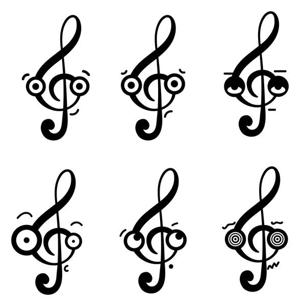 Emotionele treble clefs — Stockvector