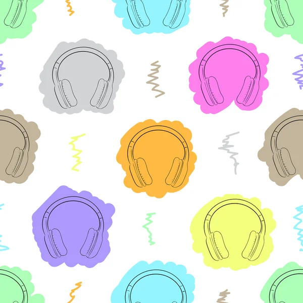 Fones de ouvido pintados a cores sem costura —  Vetores de Stock