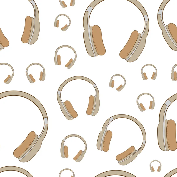 无缝的棕色耳机 — 图库矢量图片