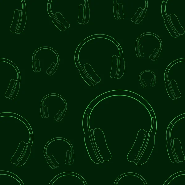 Sømløse grønne øretelefoner – stockvektor