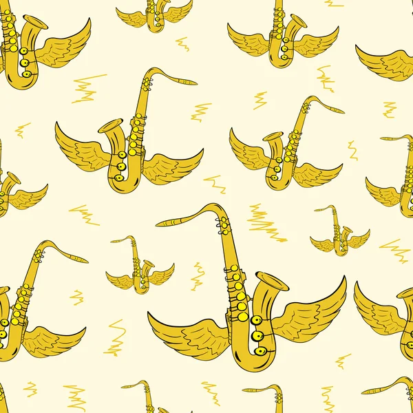 Okřídlený hnědé saxofony — Stockový vektor