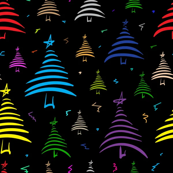 Sapins stylisés couleur sans couture — Image vectorielle