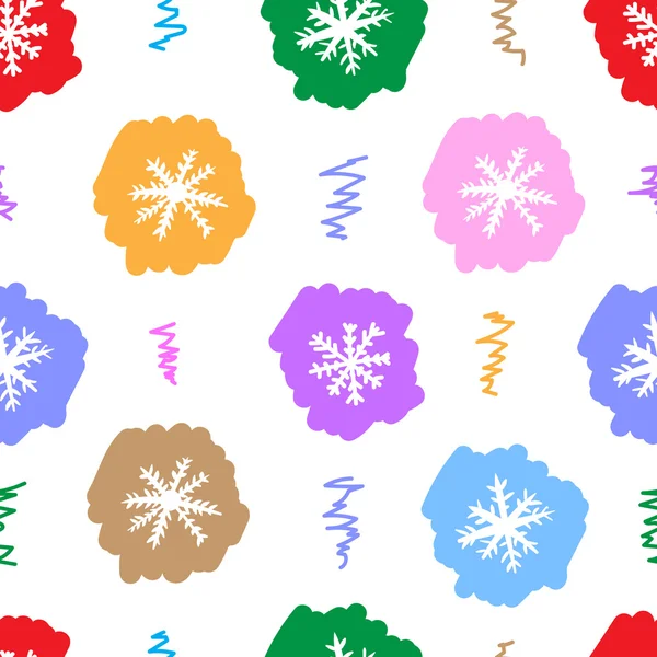 Seamless color snowflakes on the white — Stock Vector