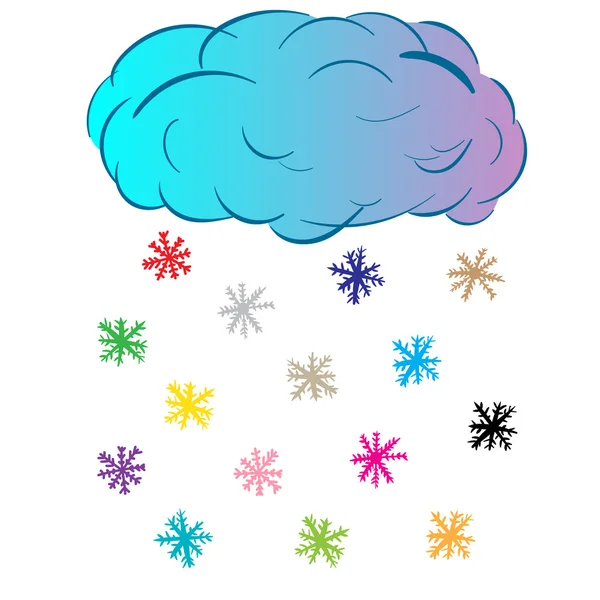 Cloud with color snowflakes — Stock Vector