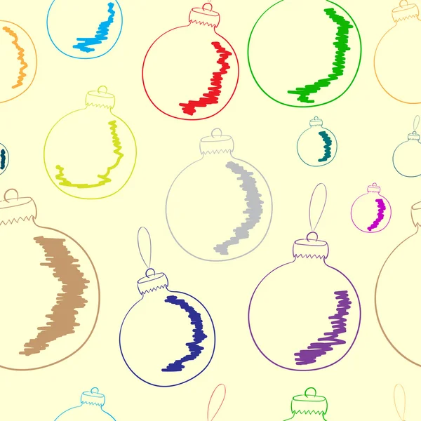 Contornos sin costuras de bolas de Navidad — Vector de stock
