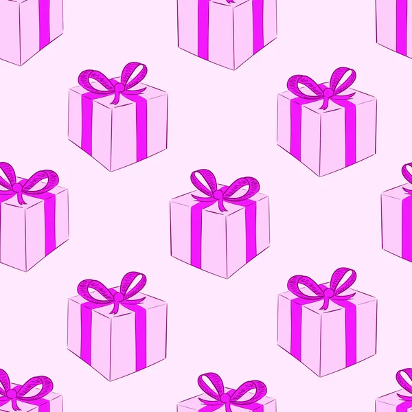 Cajas de regalo rosadas sin costuras — Archivo Imágenes Vectoriales