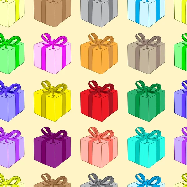 Seamless color gift boxes — Stock Vector