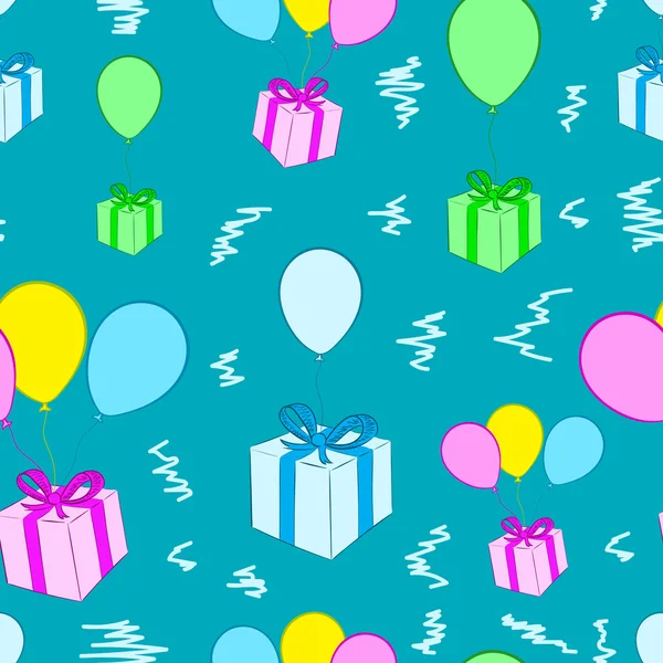 Nahtlose Geschenke auf Luftballons — Stockvektor