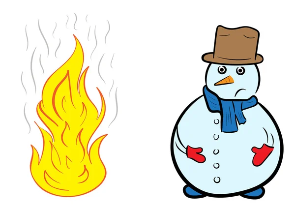 Muñeco de nieve y fuego — Archivo Imágenes Vectoriales