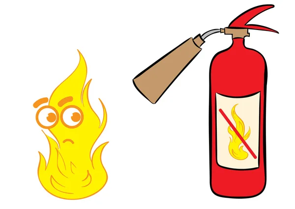 Üzücü yangın ve yangın söndürücü — Stok Vektör