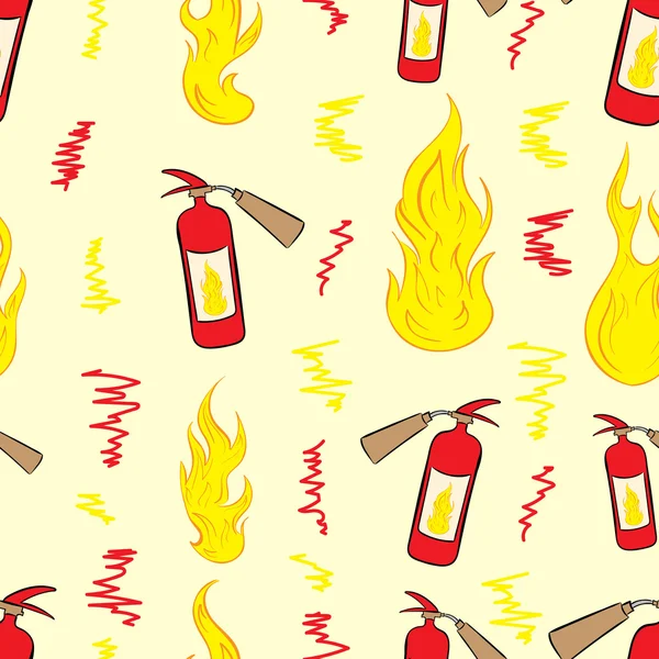 Incendie et extincteur sans soudure — Image vectorielle