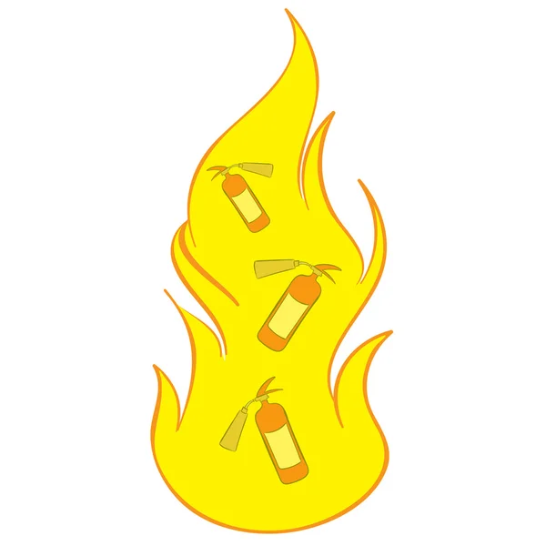 Yanan yangın söndürücüler — Stok Vektör