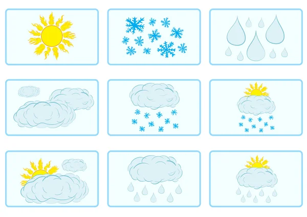 Icons with weather — Stock Vector